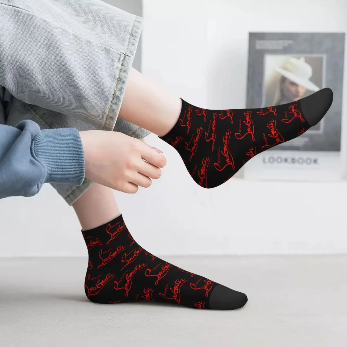 custom Christians High Heels Dress Socks Men Women Warm Funny Novelty Louboutins Crew Socks