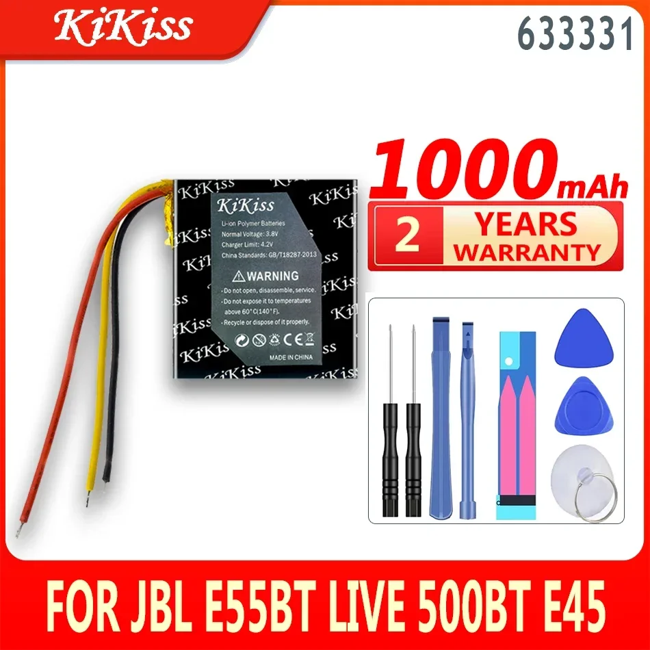 KiKiss Battery 633331 (753030) 1000mah For JBL MP3 MP4 DVD E55BT LIVE 500BT E45 DVR Driving recorder Replace 633331