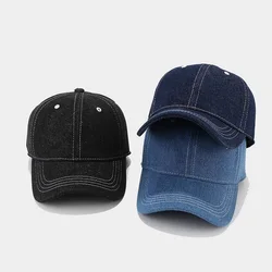 Fashion Korean Solid Color Denim Baseball Cap Women Men Snapback Outdoor Sun Visor Hat Casual Hip Hop Adjustable Ponytail Caps