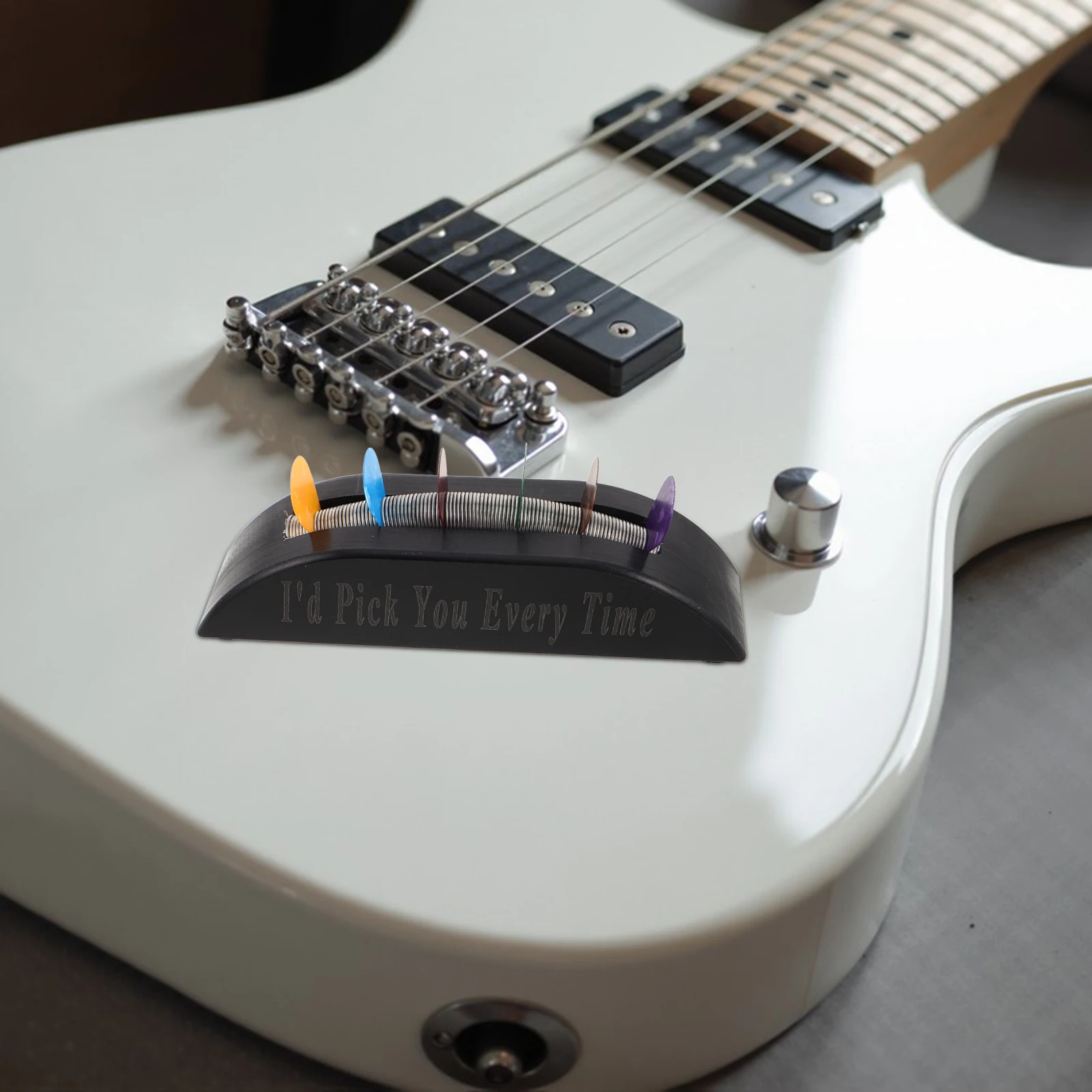 

Guitar Pick Holder Storage Display Organizer Black Vinyl Finish for Acoustic Electric Bass Guitars Musician Gift