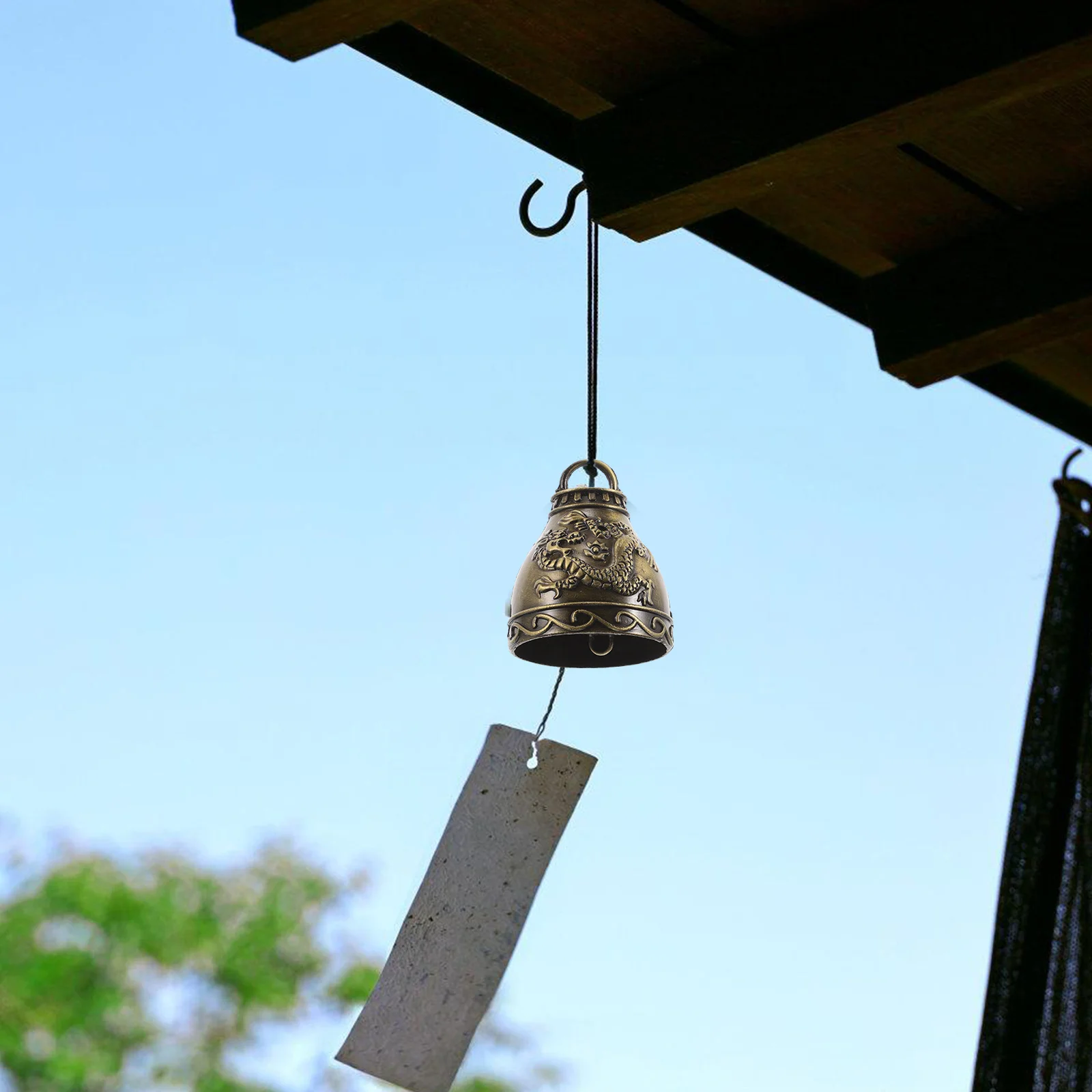 

3Pcs Vintage Decorative Feng Shui Bells Dragon Phoenix Pattern Hanging Wind Chimes for Garden Home Ornament Accessories