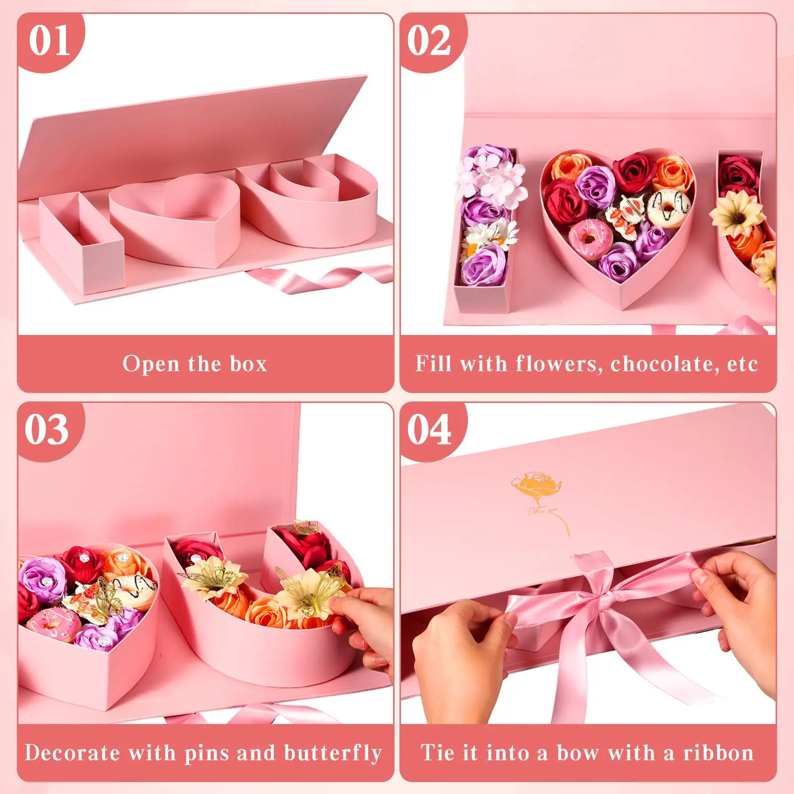 Valentines Day I Love You Empty Rose Flower Gift Box Heart Shape Butterfly Letter Shaped Eternal Roses Boxes Mother's Day Gift