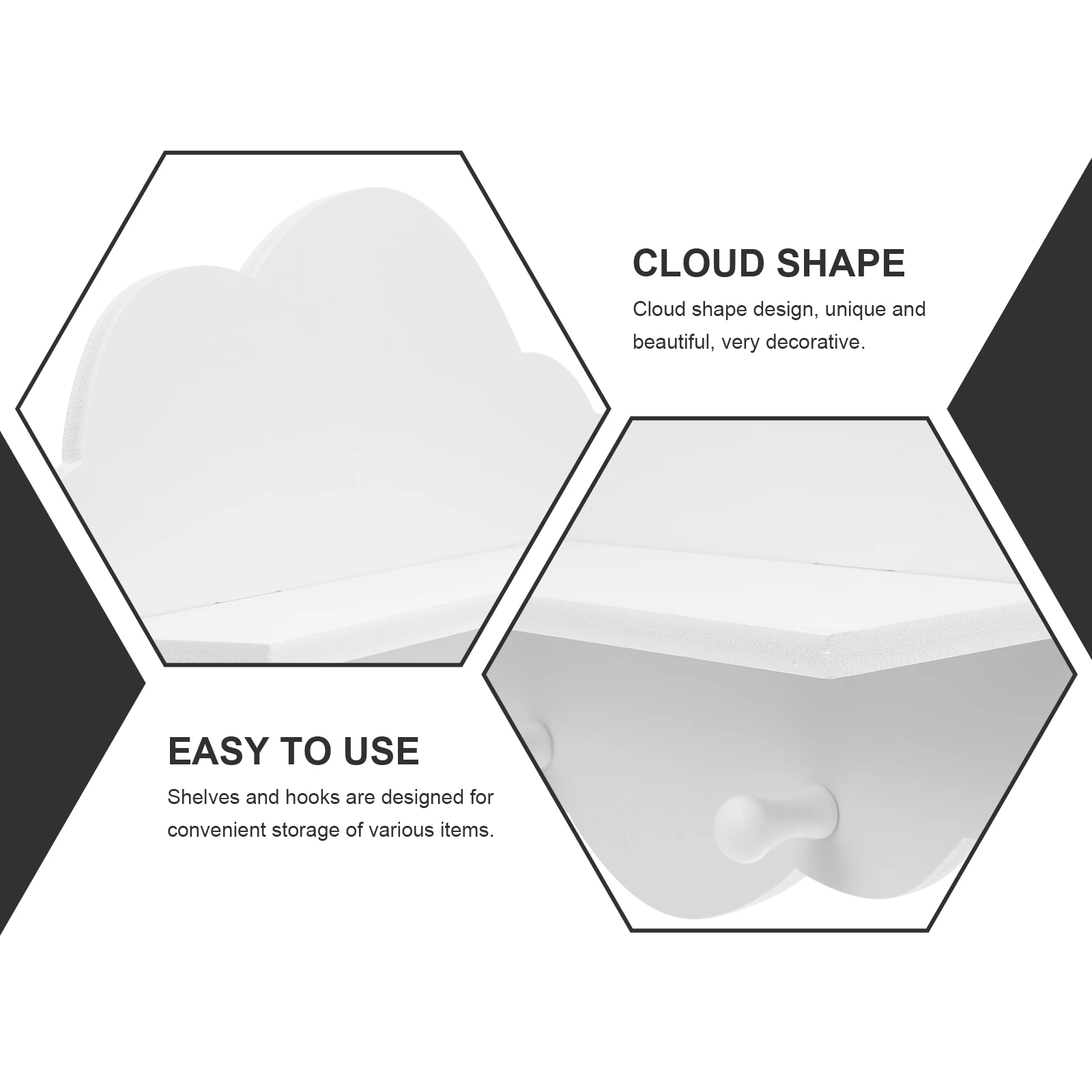 

Solid Wood Partition Rack Cloud Shape White Floating Shelves Home Wall Storage Board Wooden Shelf Easy Install Bedroom