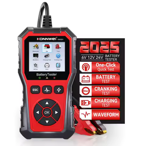 2025 KONNWEi Car Battery Tester Fault Code Clearance Battery Information Monitoring Startup Test Car Battery Charging Scan Tool