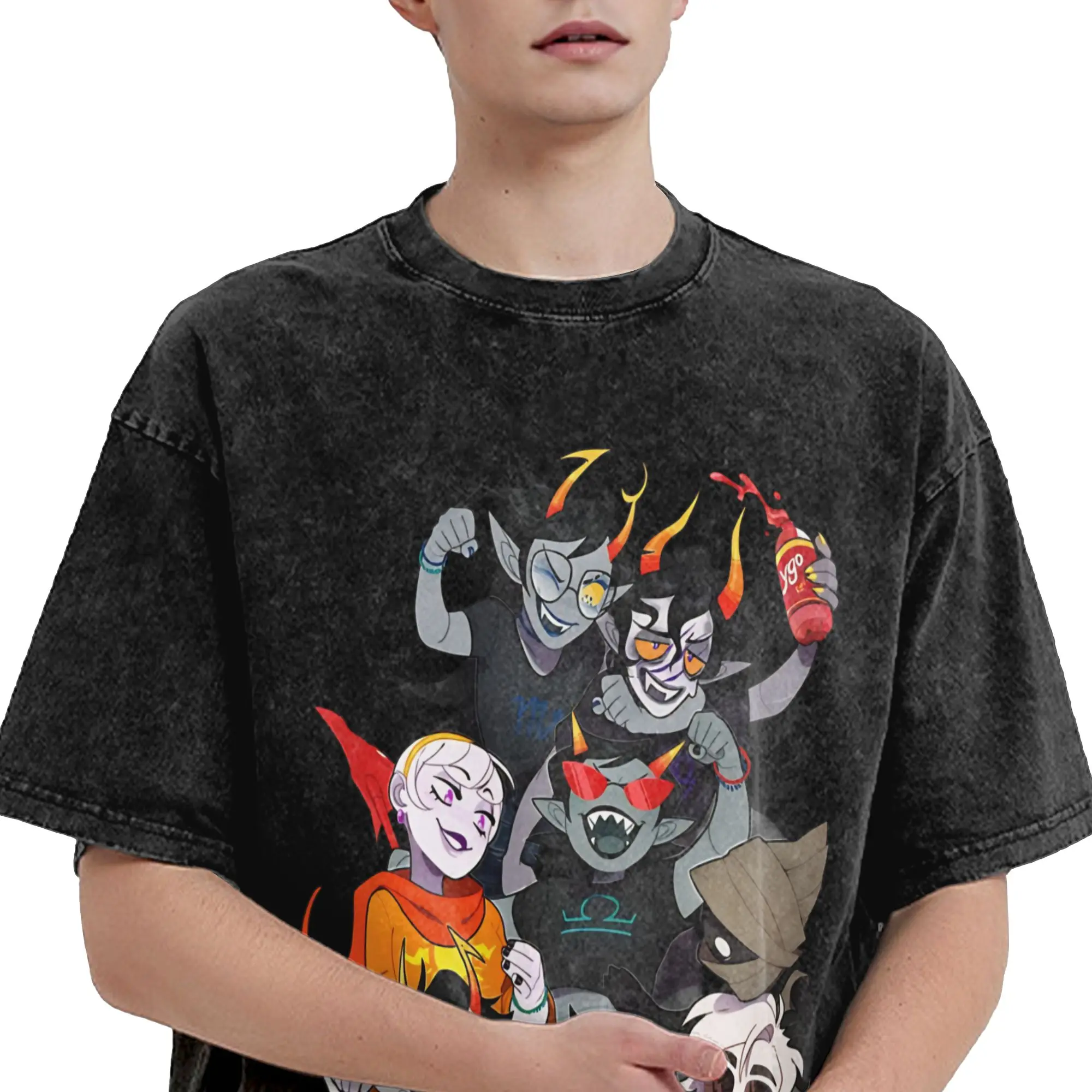Meteor Crew Homestucks Washed T Shirts Streetwear Hip Hop Vintage T-Shirt  Tees Tops Men Women Cotton Oversize