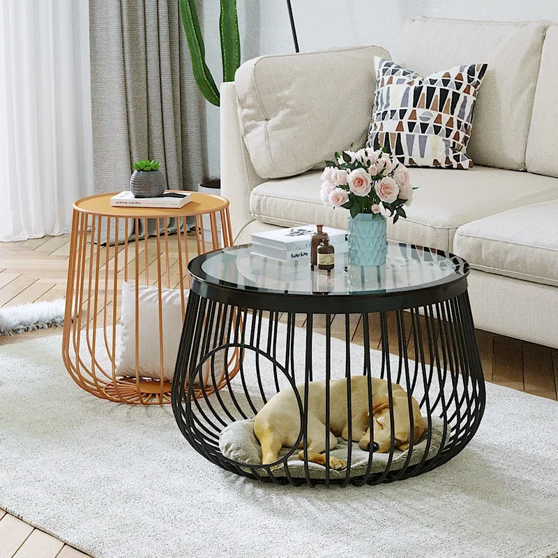 

Cute Cheap Side Table Metal Round Transparent Floor Glass Small Coffee Tables Modern Design Mesa Entrance Hall Furniture