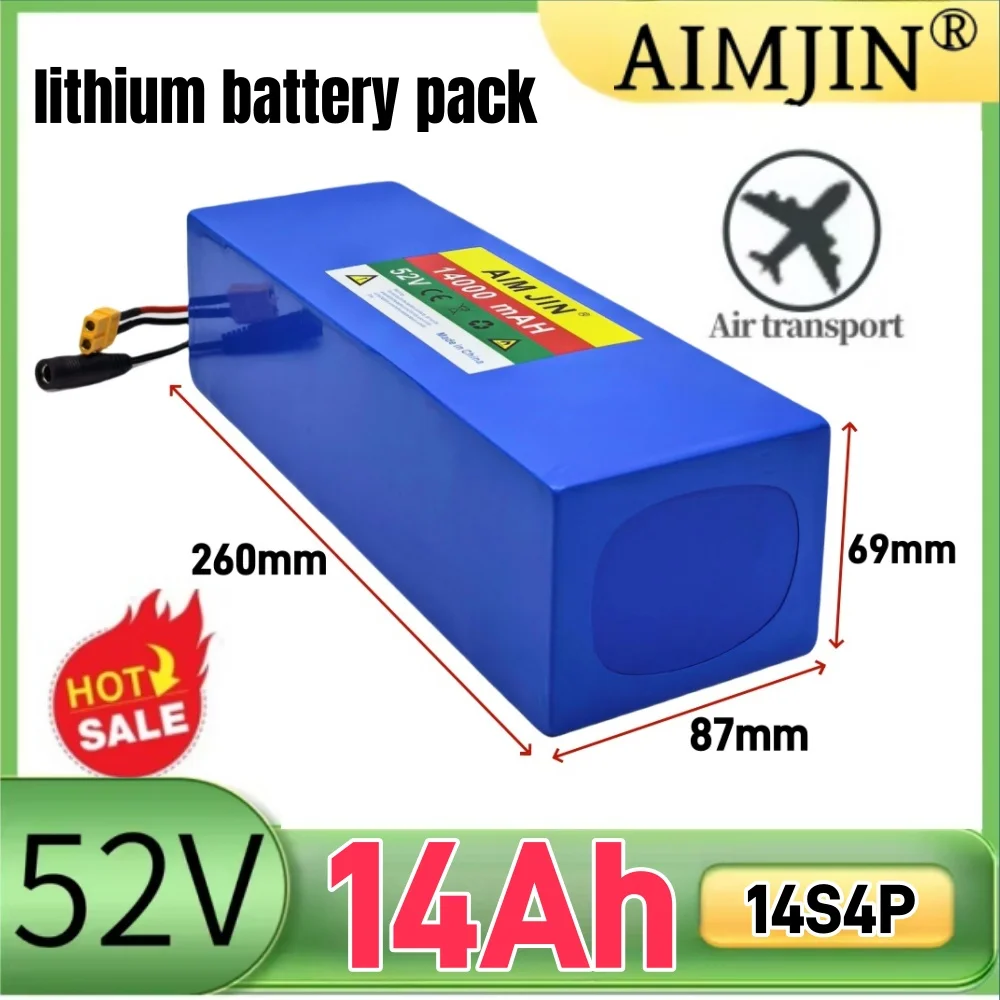 

52V 14S4P 14000mAh High Capacity Lithium Battery 1500W with BMS for Electric Balance Car Bike Scooter Tricycle 58.8V Charger