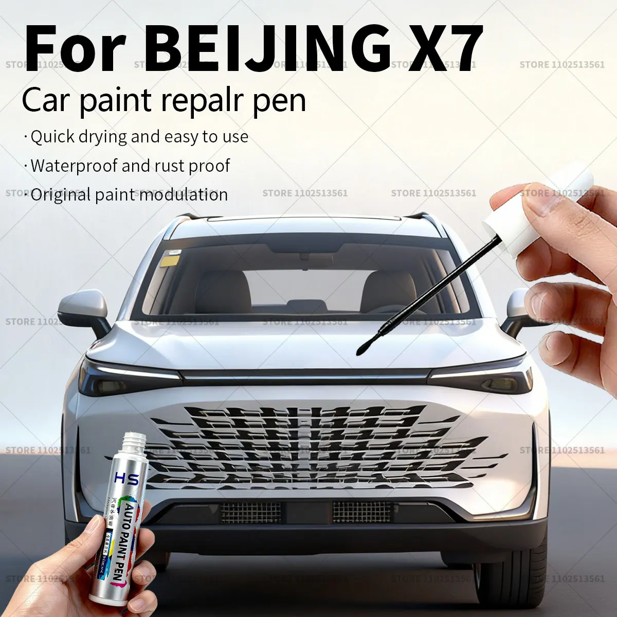 

For BEIJING X7 Car Paint Repair Pen Touch Up Scratch Remover DIY Auto Accessories Black 109 White 044 Silver 088 Brown 101 Gray