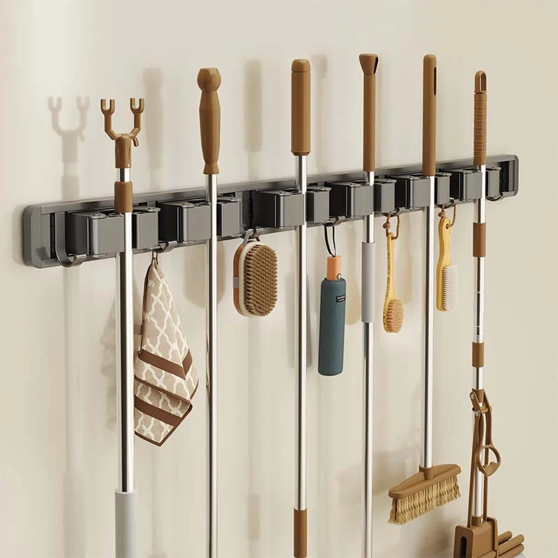 Besenhalter zur Wandmontage, Mopp- und Besenhänger, Wandmontage, Garagen-Aufbewahrungsregal, Küche, Garten, Werkzeug-Organizer