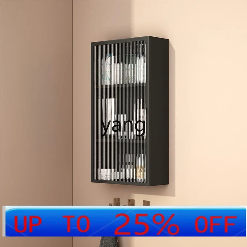 

LTT bathroom glass wall hanging storage wall cabinet kitchen rack storage side cabinet