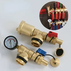 brass underfloor heating blending valve manifold automatic exhaust with pressure gauge for floor accessories