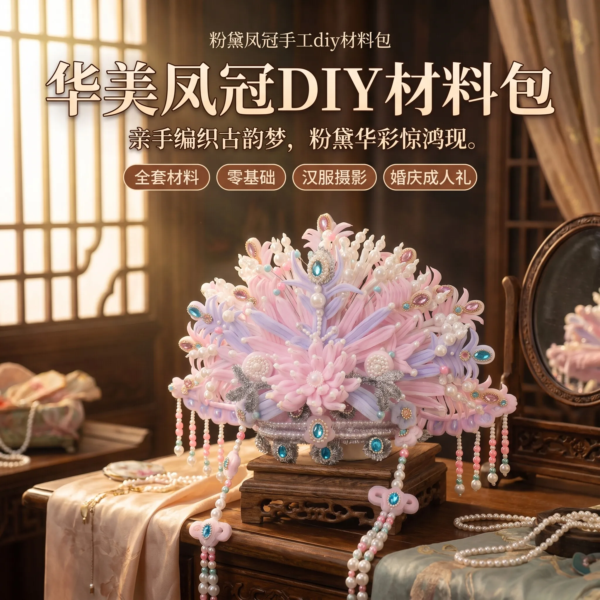 Phoenix crown twist stick material package, full set, handmade high-value headgear, creative performance props, gifts