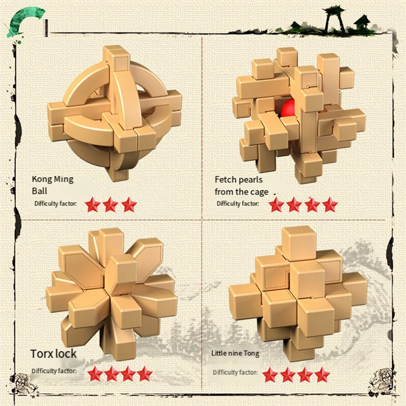 

15Styles/Set Small Lu Ban Lock IQ Brain Teaser Educational For Kids Children Plastic Unlock Adult