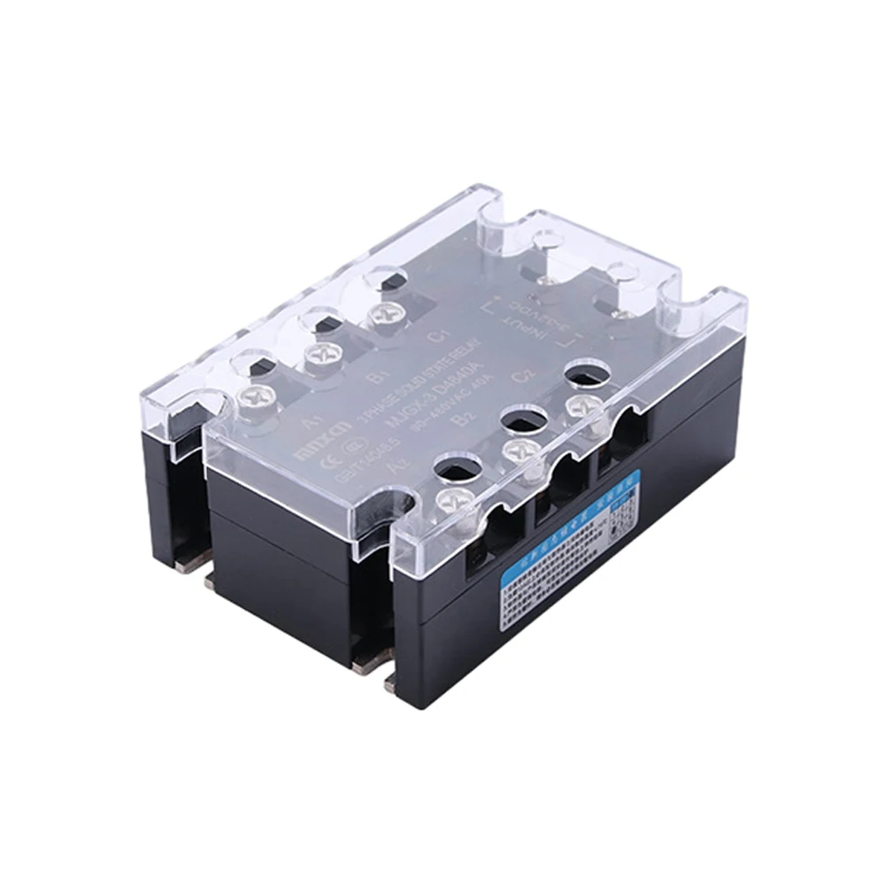 

MJGX-3 D4840A Three Phase Solid State Relay 3-32VDC Input 90-380VAC Output Solid State Relay with Led Indicator 3-Phases Relay