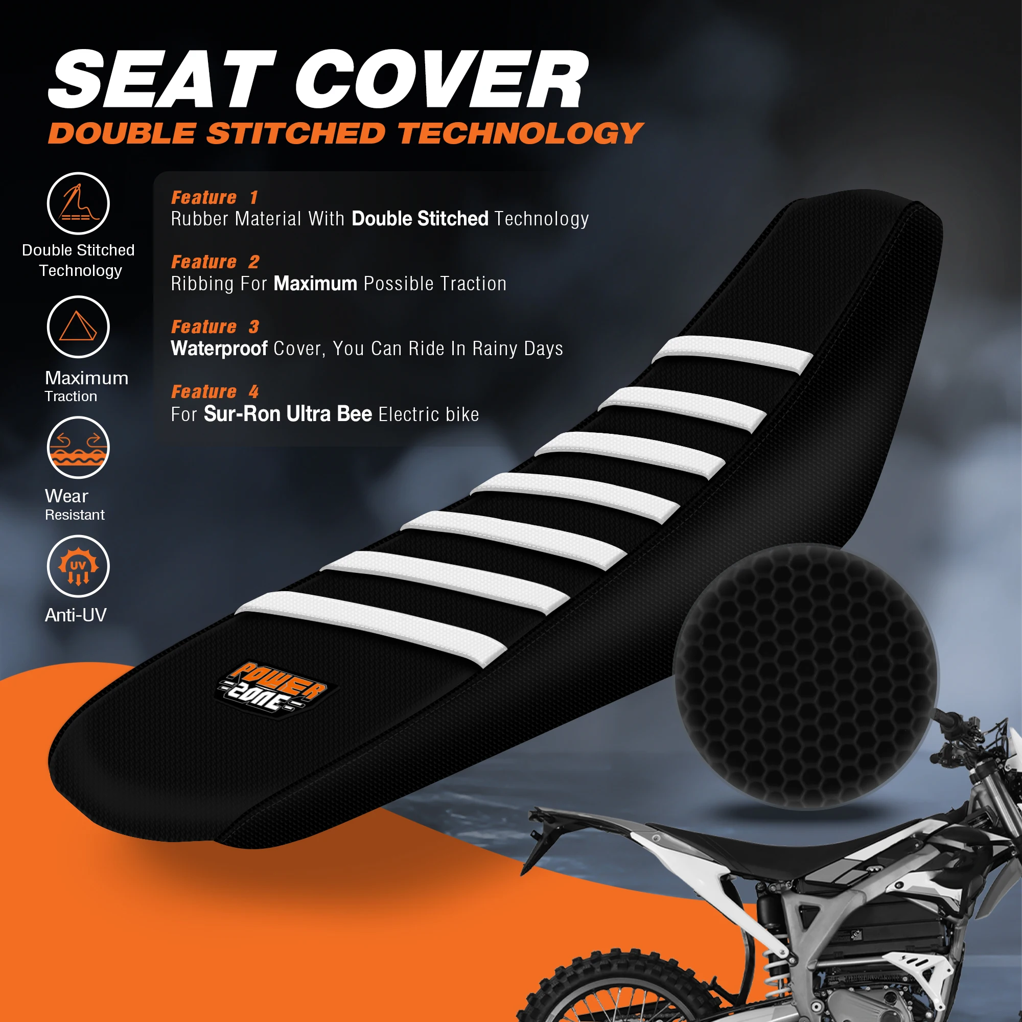 MCHMFG For Surron Ultra Bee Electric Bike Seat Cover Waterproof Set Protection Antislip Upset Ribbed Gripper Seat Protection