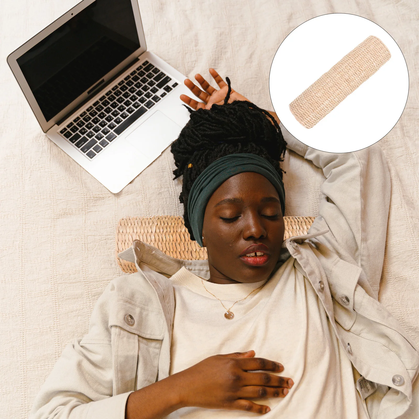 

Handmade Natural Rattan Woven Cervical Pillow Summer Breathable Pillow for Neck Pain Relief Cool Comfort Spinal