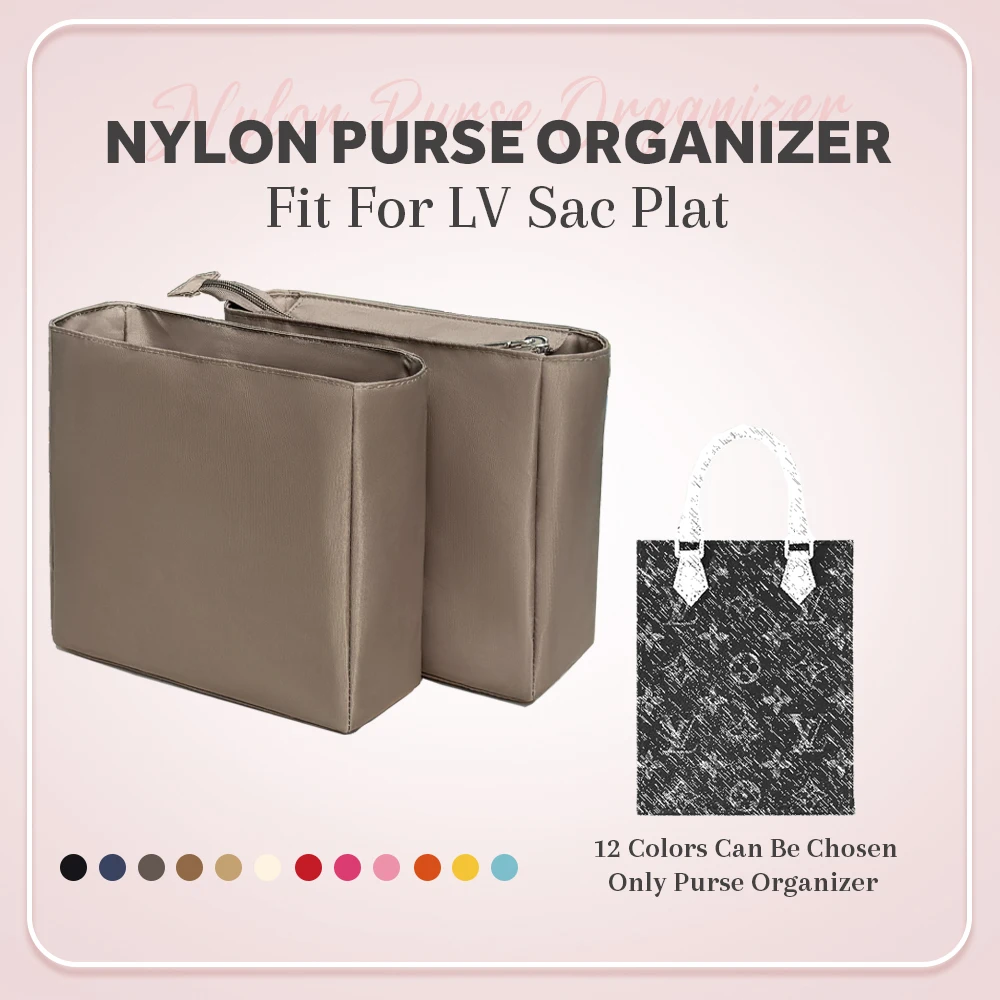 

Nylon Purse Organizer Insert, Zipper Inner Liner Bag Fit for LV Petit Sac Plat Handbag Lightweight Inside Storage Bag Insert