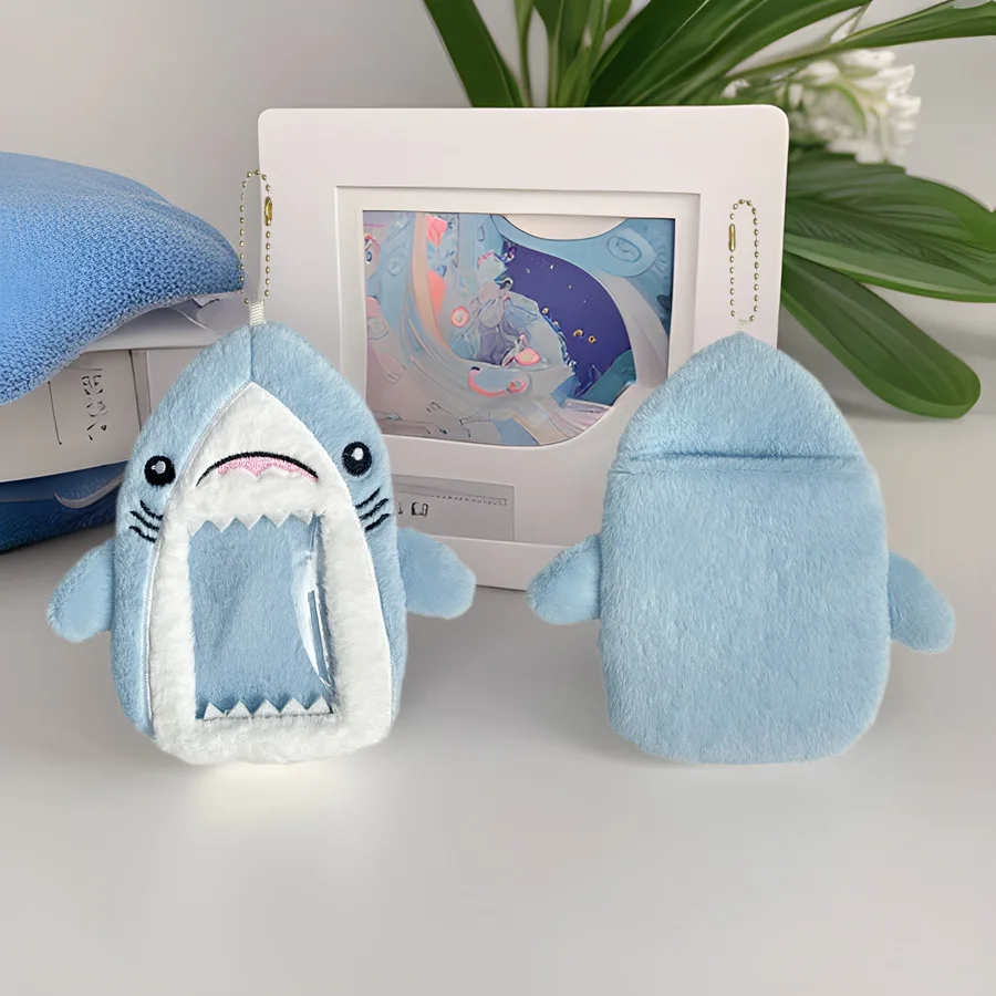 Cute shark plush card sleeve photo display pendant Student meal card bus card storage card bag