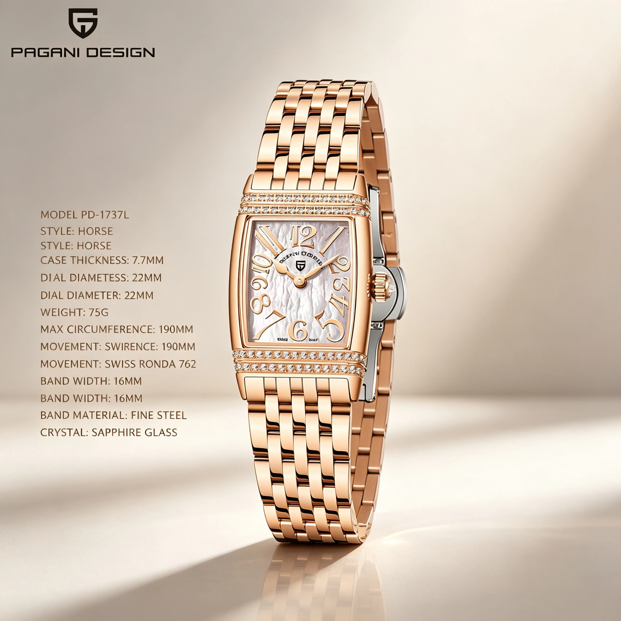 PAGANI DESIGN New Women's Quartz Watch Switcherland Classic Movement Sapphire Stainless Steel 5Bar Clock watches for woman