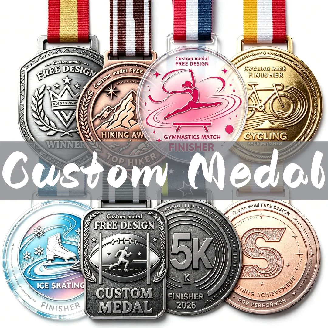 Custom Metal Acrylic Medal Custom Free Design Hiking Gymnastics Rugby 5K Race Finisher Award Souvenir With Ribbon