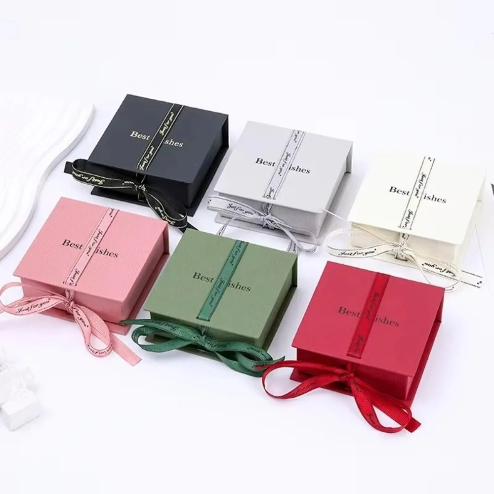 

Portable Paper Bowknot Ribbon Jewelry Box Elegant High-end Ring Earring Storage Case Gift Box