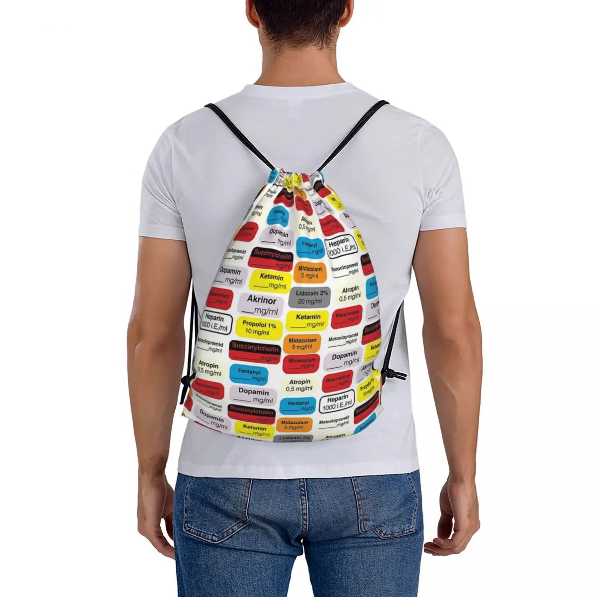 

Anesthesia Medication Backpacks Fashion Drawstring Bundle Pocket Sports Bag Book Bags for Man Woman Students