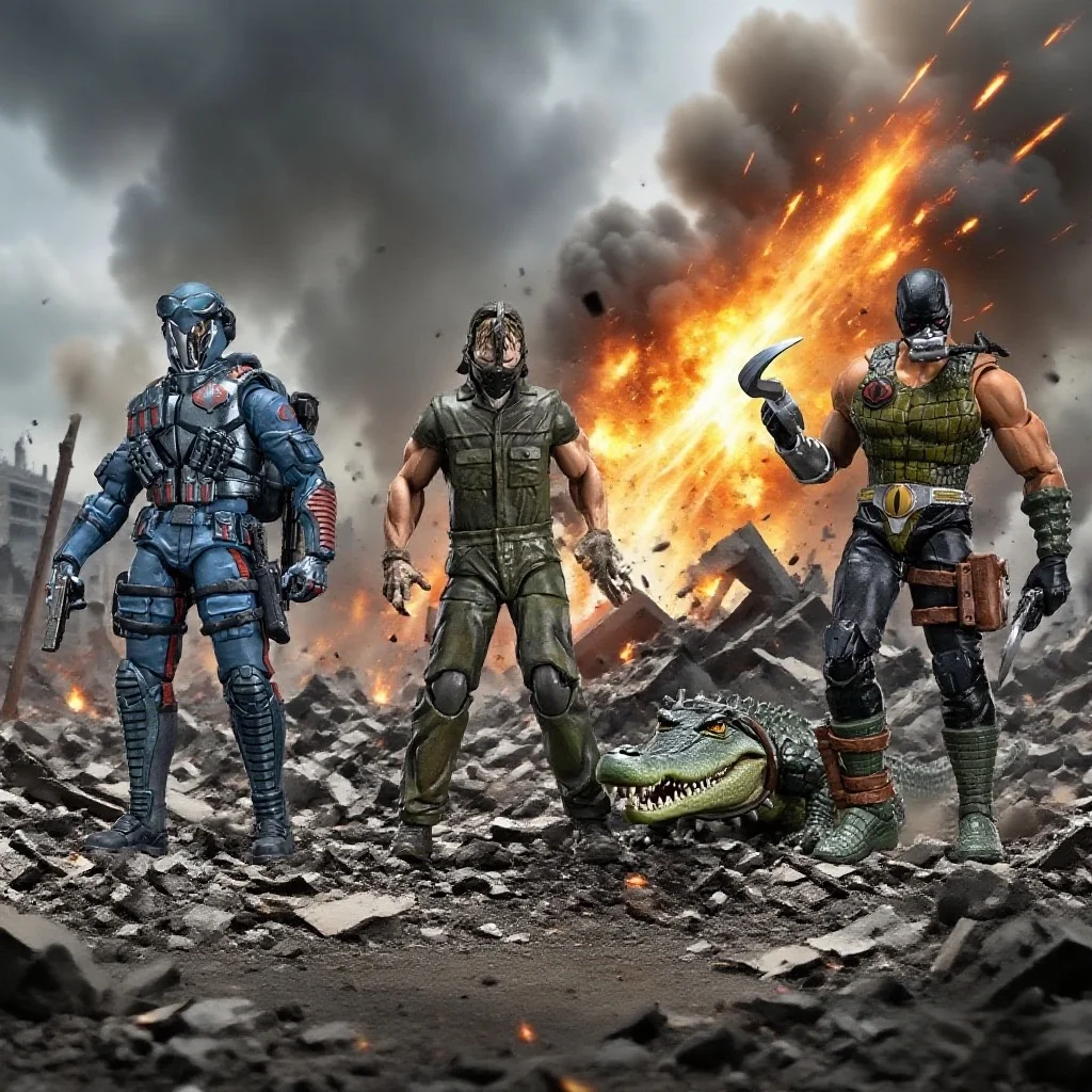 

Hiya Toys 1/18 Scale Action Figures: The Walking Dead Daryl Dixon (Black Eye Walker), Gijoe Cobra Trooper & Croc Master