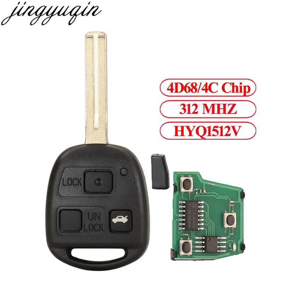 

Jingyuqin 3pcs 3 Button Remote Car Key Alarm 4D68/4C 312MHZ For Lexus SC430 2002-2009 LS430 2001-2006 ES430 HYQ1512V 89070-50660