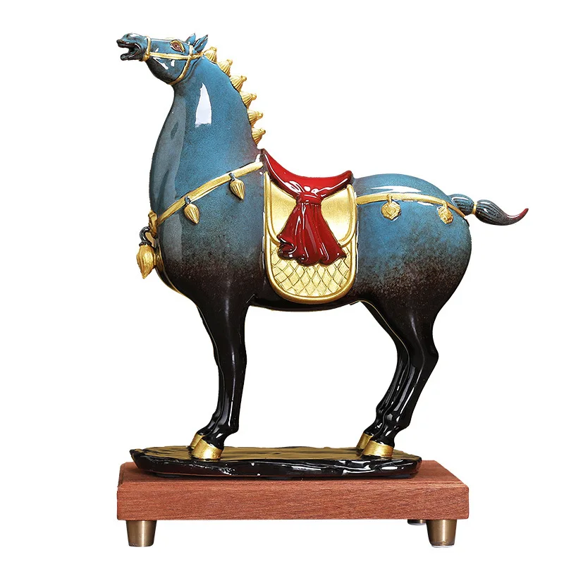 

Ceramic horse ornament "General Horse" attracts wealth Red Horse Home Furnishing Living Room Office Gift Pendulum Tang Sa