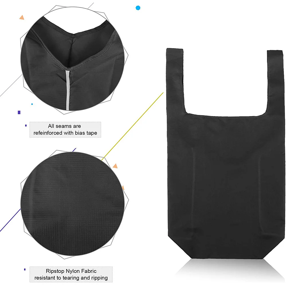 

Folding Reusable Grocery Bag Large Capacity Lightweight Portable Canvas Shopping Tote Sundries Storage Pouch For Travel Picnic