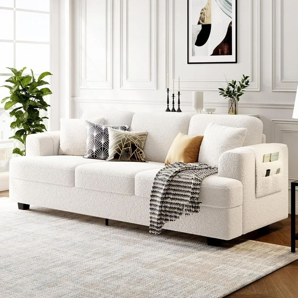 Deep Sofa 89 Inches with Throw Pillows, Modern Sofa, Living Room Sofa, Suitable for Home, Office, Comfort Sofa