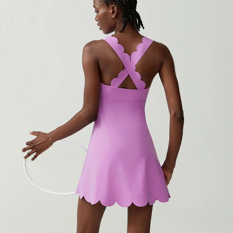 Women Tennis Yoga Dress Solid Color Stretchy Soft Gym Suit Breathale Running Skirt Female Golf Short Sportswear Workout Clothes