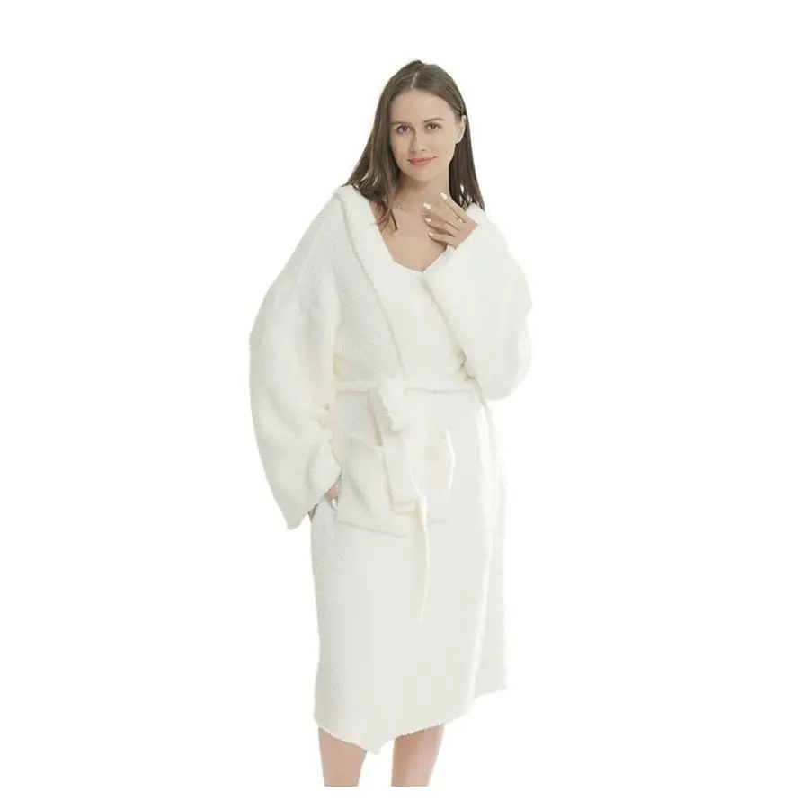 

DOOWELL Womens Knit Lightweight Absorbent Robes, Soft Spa Bathrobe Loungewear with Pockets