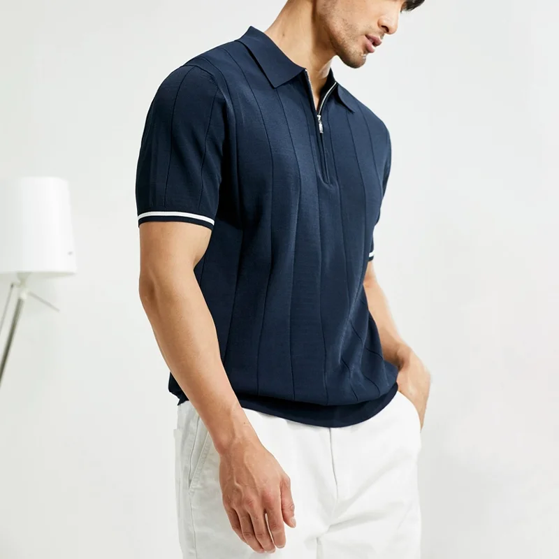 

Летняя трикотажная мужская футболка с воротником-молнией из ледяного шелка, облегающая футболка ort Sve Base irt, повседневная молодежная футболка Vitali Sle