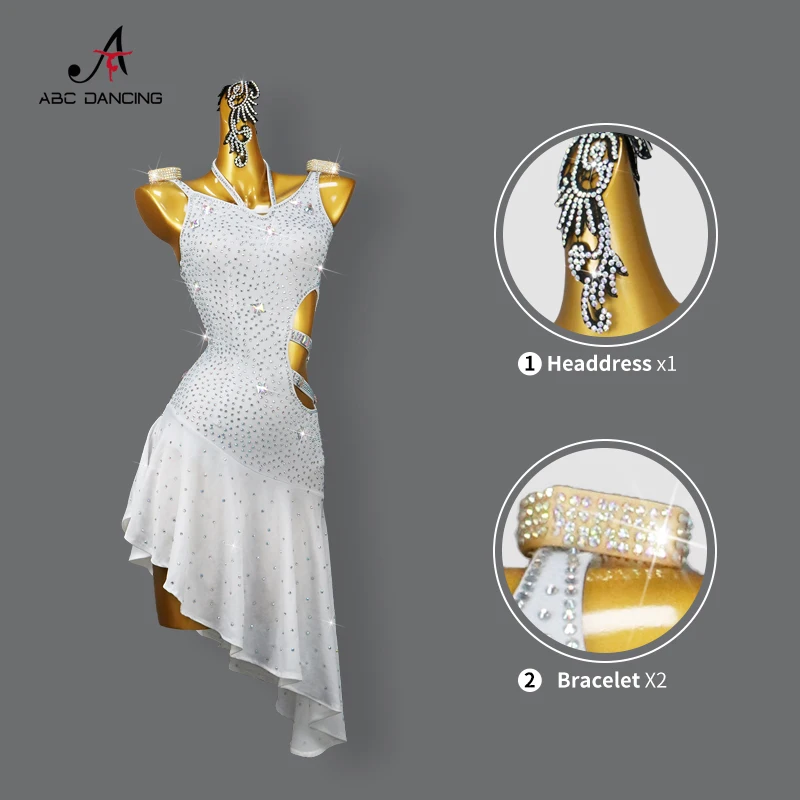 2024 New Ballroom Dress White Latin Dance Women Competition Costume Girl Clothes Line Skirt Female Samba Suit Midi Practice Wear