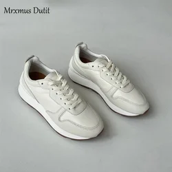 Mrxmus Dutit2024 Autumn Fashion Men New Genuine Leather Thick Sole Lacing Shoes Wild Solid Casual Simple Male Forrest Gump Shoes