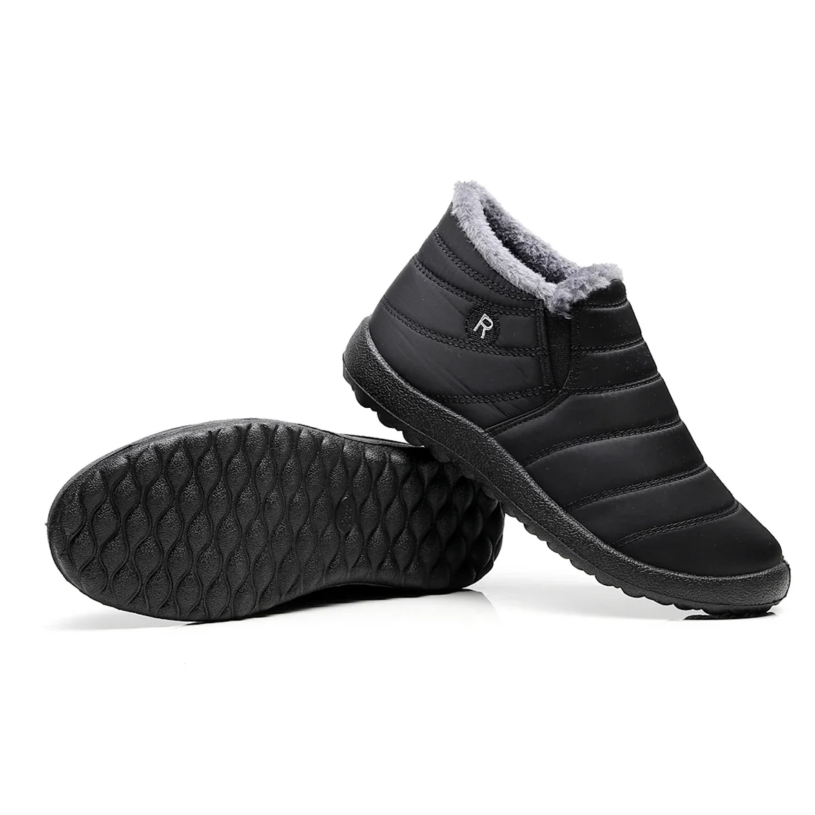 Men Winter Boots New Snow Boots Ankle Boots Solid Color Plush Inside Anti Skid Bottom Warm Waterproof Ski Shoes  Unisex Couples