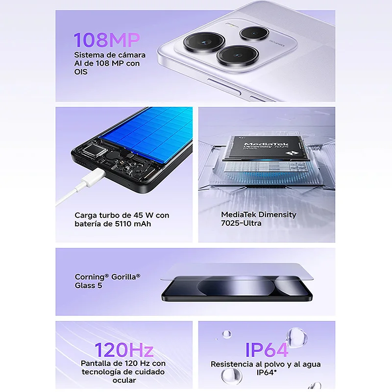 كاميرا Xiaomi Redmi Note 14 4G/5G 8-Core Dimensity 7025-Ultra 108MP 5110mAh 45W شحن سريع BT5.3 مجهزة بمكبرات صوت مزدوجة #2