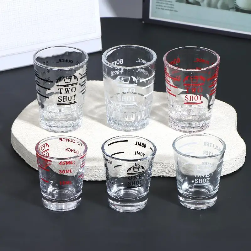 45/60ml Thickened Glass Measuring Cups With Measurement Marks Perfect For Coffee Brewing Cocktail Mixing Home Bar Appliances