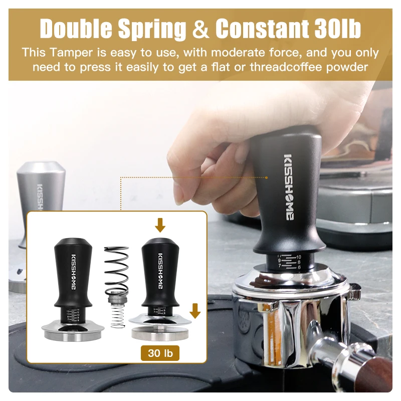 Coffee Tamper 30lb Constant Pressure Calibrated Double Spring 51mm 53mm 58mm Breville Espresso Maker Accsesories Barista Tools