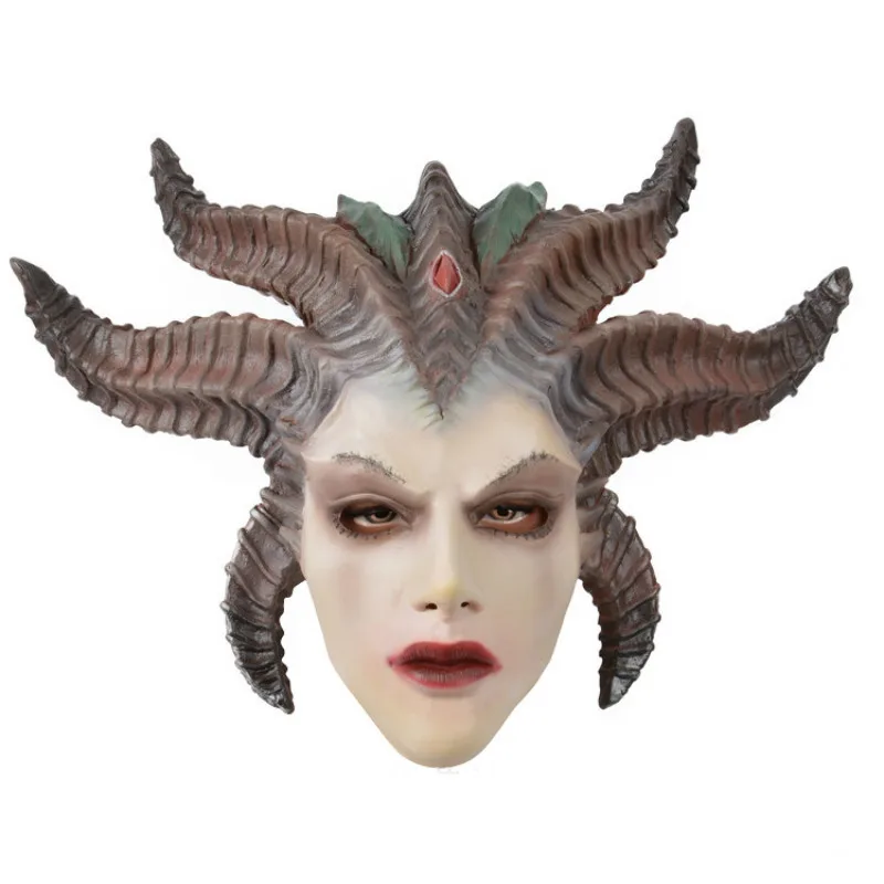 

Game Diablo IV Lilith Devil Mask Cosplay Horror Demon Vampire Latex Masks Helmet Halloween Party Costume Props