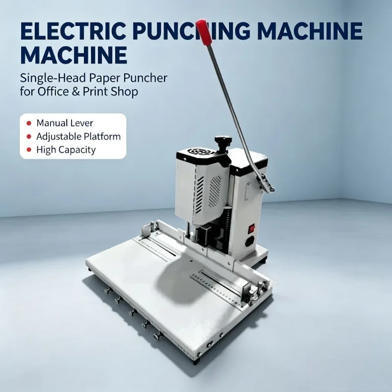 Continuous Punching Machine with Mobile Platform, Multi-Hole Driller for Office/Accounting/Graphic Shops/Files