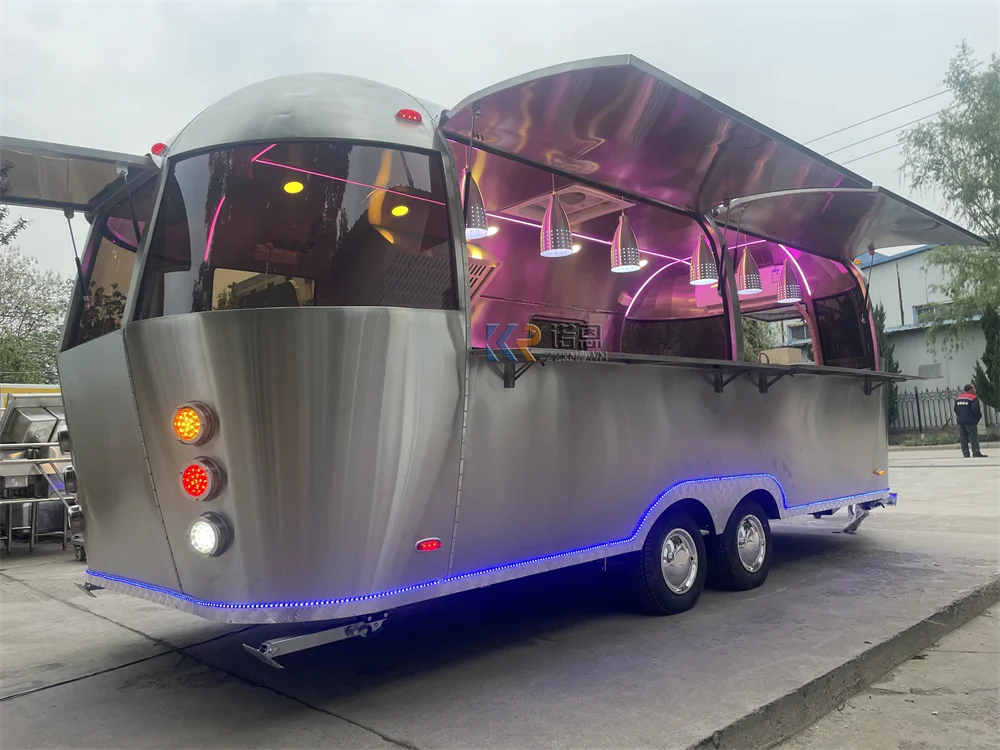 Food Trailer Airstream Mobile Kitchen Customize Catering Equipments Coffee Snack Pizza Kiosk Fast Food Truck Van For Sale