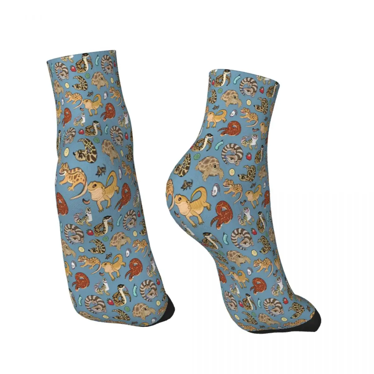 Reptile Pets Pattern Blue Ankle Socks Male Mens Women Winter Stockings Harajuku