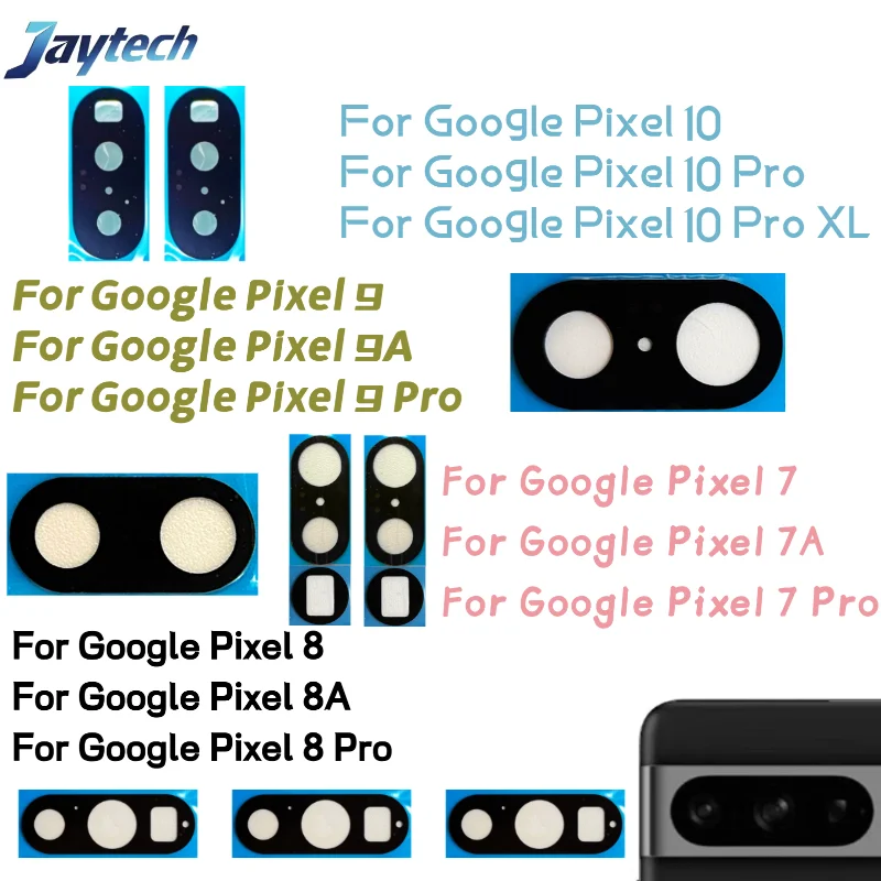 1 peça de vidro da câmera para google pixel 10 9 8 7 pro xl 7a 8a 9a lente de vidro da câmera traseira com cola adesiva