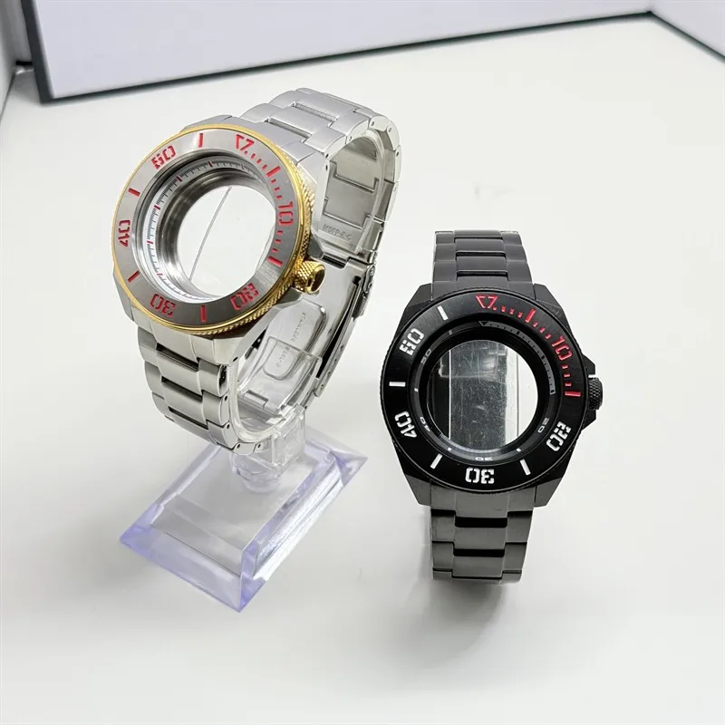 Customized NH35 Case Samurai King Case Fits NH34 NH35 NH36 4R 7S Movement 41mm*32mm Bezel 28.5mm dial Stainless Steel Gun Color