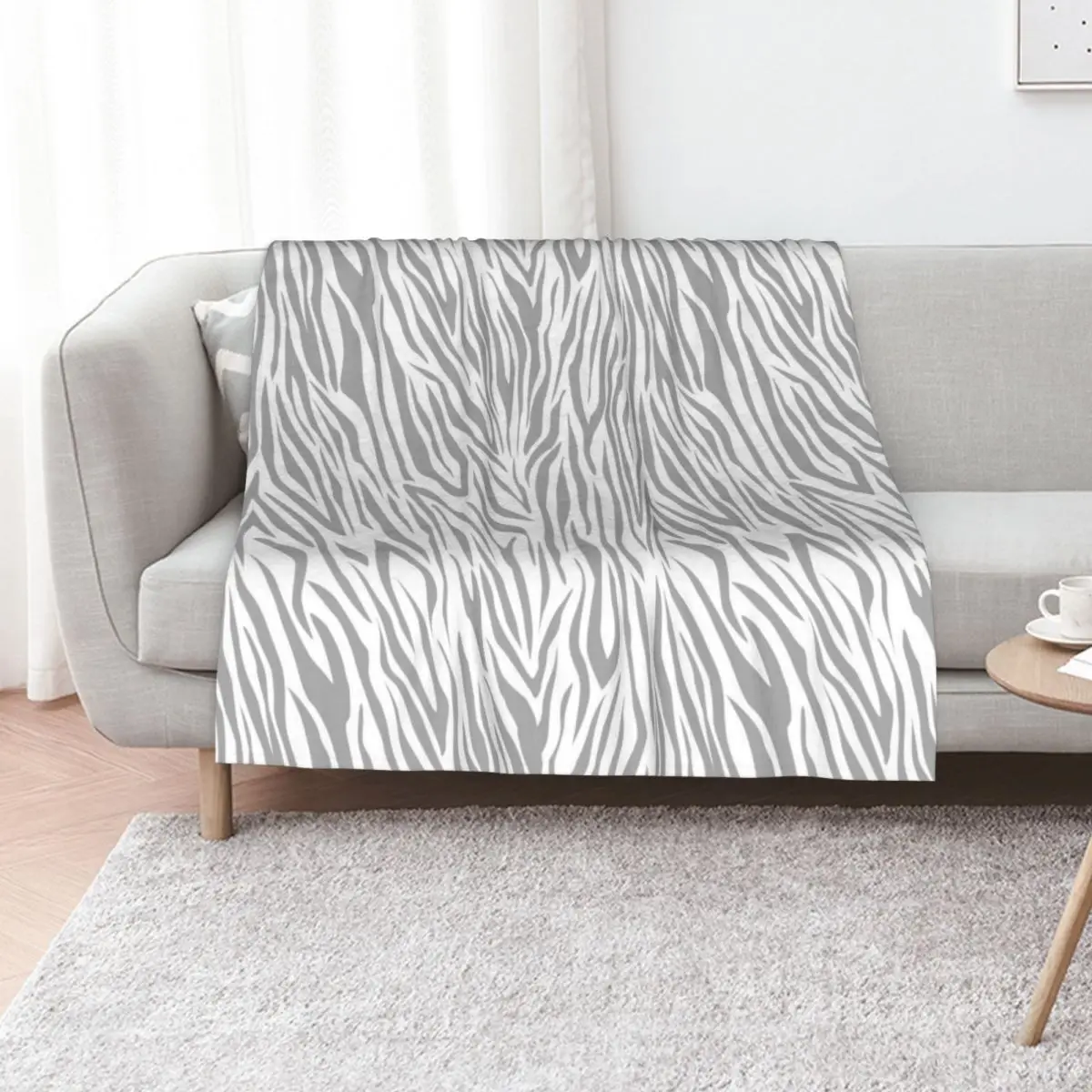 Modern gray white vector zebra animal print pattern Throw Blanket Furry Luxury manga Blankets For Bed Shaggy Blankets