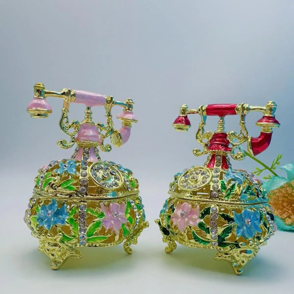 Enamel Jewelry Box, Vintage European-style Telephone Decor, Ear Jewelry Ring Accessory Storage Box, Festival Gift Packaging Box