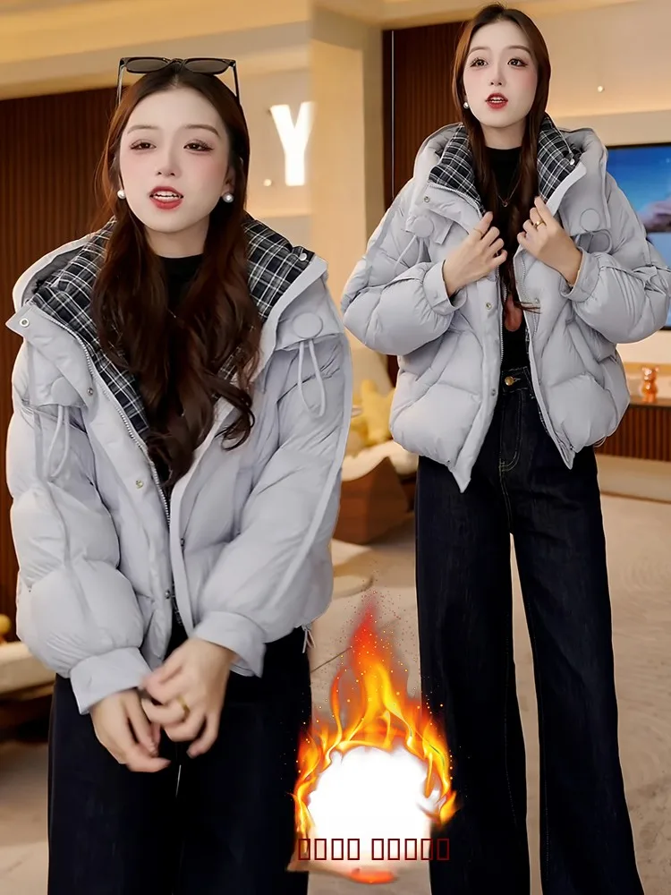 

Утепленная женская куртка с капюшоном из искусственного меха, модная повседневная корейская свободная зимняя верхняя одежда