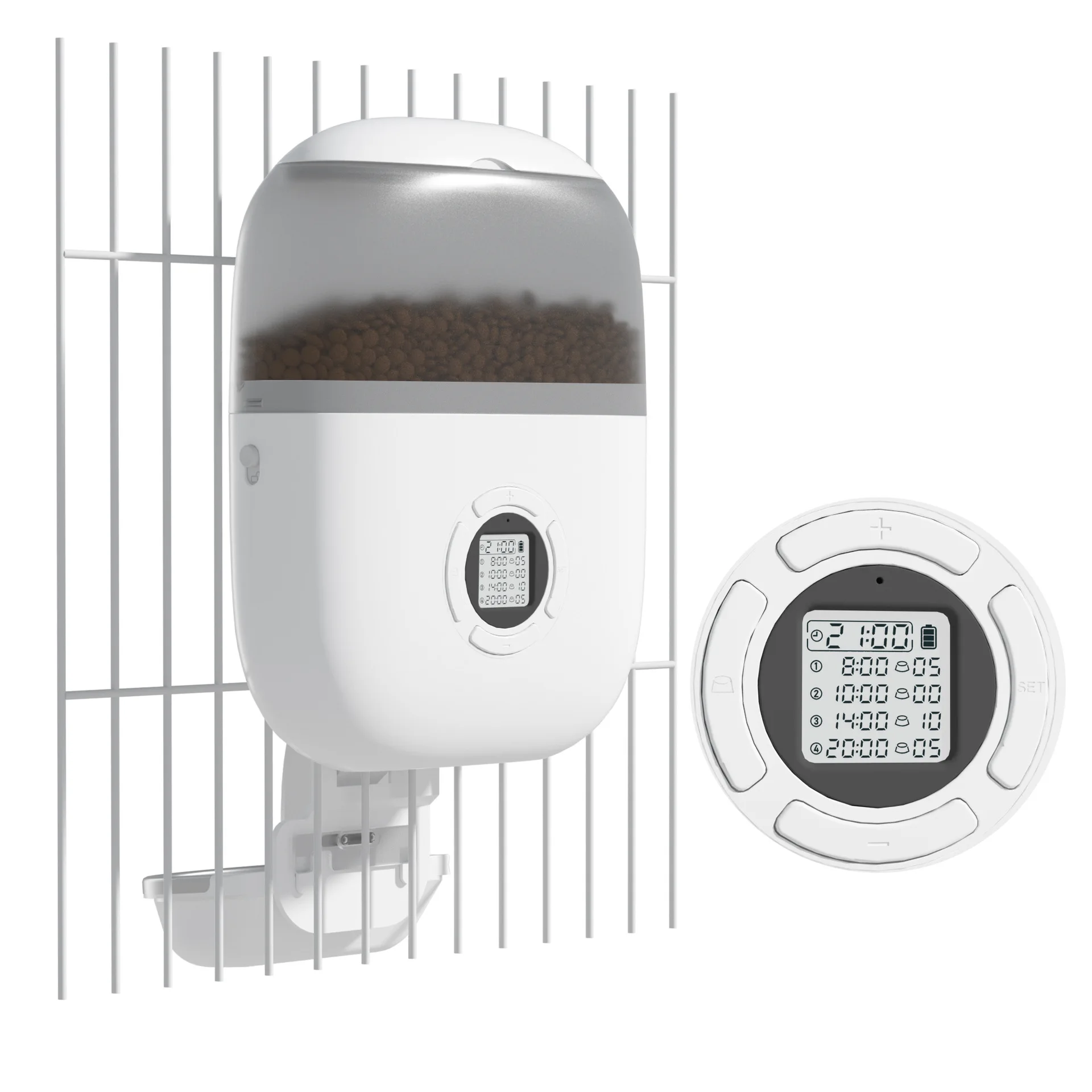 

Ultra Clear Eco-Friendly Automatic Cat Rabbit Feeder Cage APP Remote Intelligent Pet Feeding Machine with Battery Powered Bowls